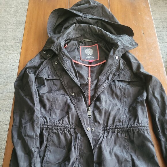 Vince Camuto Womens Black Full Zip Hooded Jacket - Picture 2 of 7